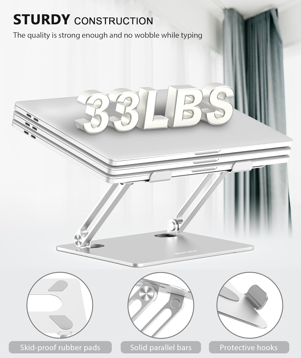 Laptop Stand, Laptop Holder, Multi - Angle Stand with Heat - Vent, Adjustable Notebook Stand for Laptop up to 17 Inches, Compatible for Macbook Pro/Air, Surface Laptop, and so on (Silver) - Byte & Bolt3c8ab00e - 9171 - 4788 - b1f0 - a80a4c30e658705353892523SilverLaptop Stand, Laptop Holder, Multi - Angle Stand with Heat - Vent, Adjustable Notebook Stand for Laptop up to 17 Inches, Compatible for Macbook Pro/Air, Surface Laptop, and so on (Silver)
