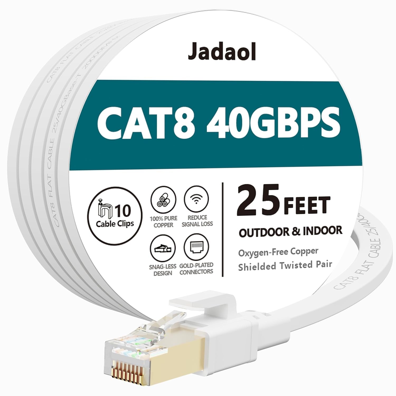 Cat8 Ethernet Cable, Outdoor&Indoor, 25 FT Heavy Duty High Speed Cat 8 LAN Network Cable, 40Gbps 2000Mhz RJ45 Flat Internet Computer Patch Cord, Weatherproof S/FTP UV Resistant for Router/Modem/Gaming - Byte & Bolt9476fc6f - 4ea6 - 47b5 - b71e - 811f6d305fd8313055637658White25FtCat8 Ethernet Cable, Outdoor&Indoor, 25 FT Heavy Duty High Speed Cat 8 LAN Network Cable, 40Gbps 2000Mhz RJ45 Flat Internet Computer Patch Cord, Weatherproof S/FTP UV Resistant for Router/Modem/Gaming